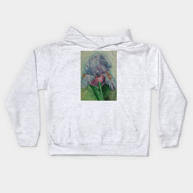 Watercolor Iris Kids Hoodie by Ms. Clemmons Art